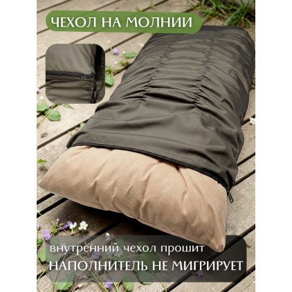 Матрас для садовой мебели и качелей 180х60х14 см, съёмный чехол, олива. Под заказ